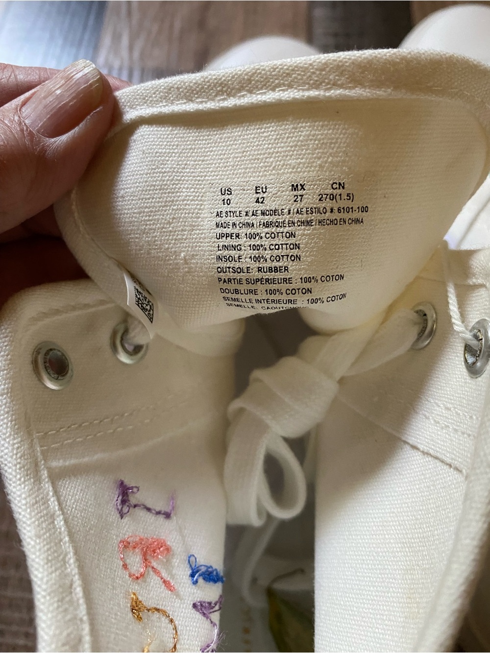 American Eagle Outfitters White High-Top Sneakers with Rainbow Eyelets - Picture 5 of 5